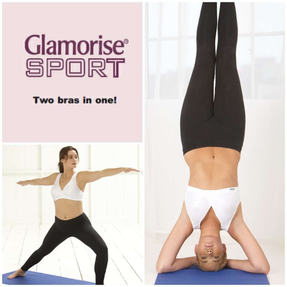 Glamorise 40B 40C 2-In-1 SPORT Bra WICKS-MOISTURE Wireless LOW-IMPACT White NEW